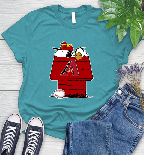 MLB Arizona Diamondbacks Snoopy Woodstock The Peanuts Movie Baseball T Shirt Women's T-Shirt 12