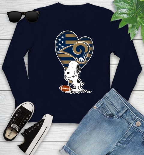 Los Angeles Rams NFL Football The Peanuts Movie Adorable Snoopy Youth Long Sleeve 3
