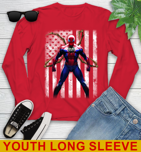 NBA Basketball Boston Celtics Spider Man Avengers Marvel American Flag Shirt Youth Long Sleeve 11