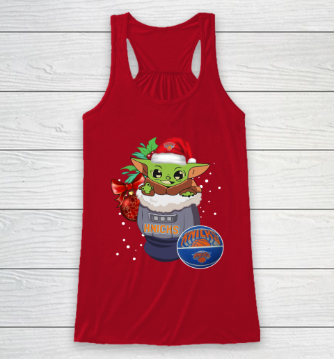 New York Knicks Christmas Baby Yoda Star Wars Funny Happy NBA Racerback Tank 5