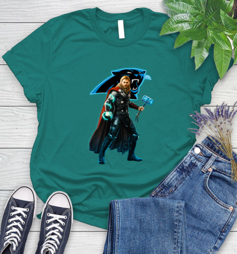 NFL Thor Avengers Endgame Football Carolina Panthers Women's T-Shirt 12