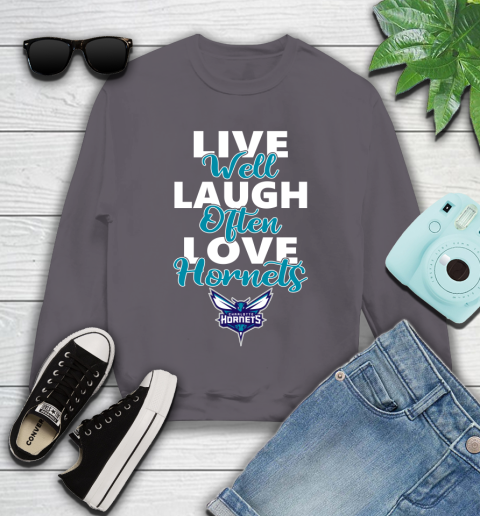 NBA Basketball Charlotte Hornets Live Well Laugh Often Love Shirt Youth Sweatshirt 4
