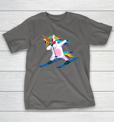 Skiing Unicorn Dabbing Funny Gift T-Shirt 9
