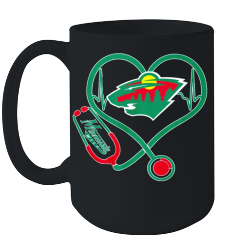Heartbeat nurse love Minnesota Wild Ceramic Mug 15oz