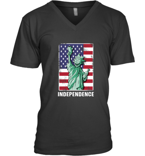 2cte rick and morty statue of liberty independence day 4th of july shirts v neck unisex 8 front black