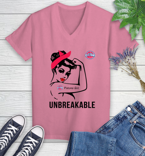 NBA Detroit Pistons Girl Unbreakable Basketball Sports Women's V-Neck T-Shirt 8