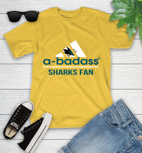 NHL A Badass San Jose Sharks Fan Adidas Hockey Sports Youth T-Shirt 10