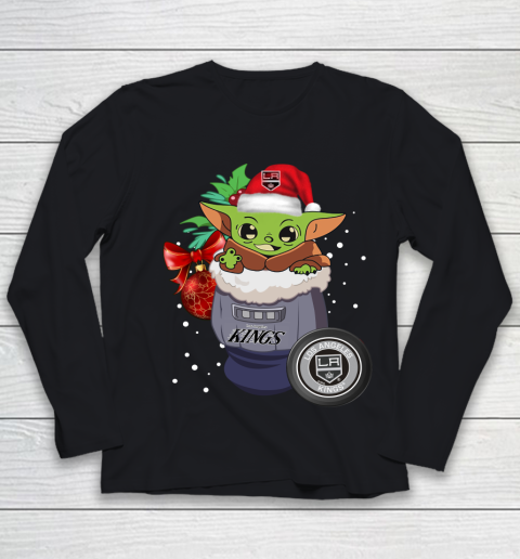 Los Angeles Kings Christmas Baby Yoda Star Wars Funny Happy NHL Youth Long Sleeve