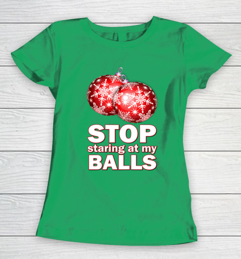 Stop Staring at my Balls Funny Christmas Holiday Pajama Women's T-Shirt 5