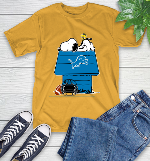 Detroit Lions NFL Football Snoopy Woodstock The Peanuts Movie T-Shirt 3