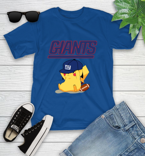 NFL Pikachu Football Sports New York Giants Youth T-Shirt 9