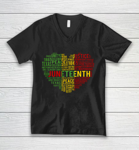 Juneteenth Heart Black History Afro American African Freedom V-Neck T-Shirt