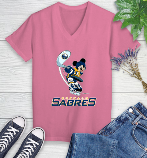 NHL Hockey Buffalo Sabres Cheerful Mickey Mouse Shirt Women's V-Neck T-Shirt 11