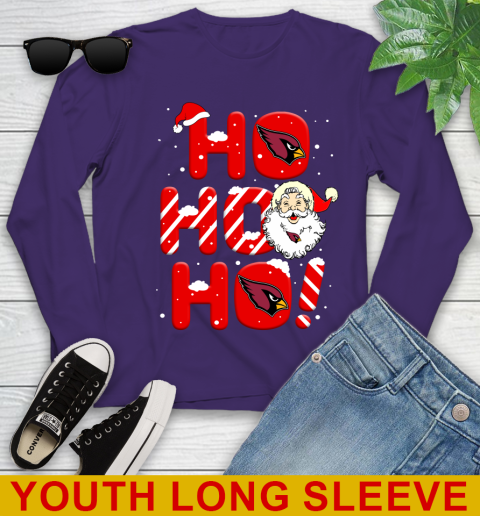 Arizona Cardinals NFL Football Ho Ho Ho Santa Claus Merry Christmas Shirt Youth Long Sleeve 4