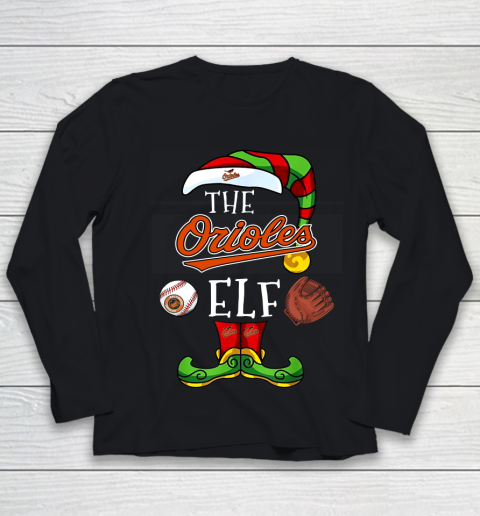 Baltimore Orioles Christmas ELF Funny MLB Youth Long Sleeve