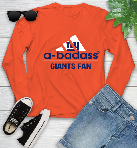 NFL A Badass New York Giants Fan Adidas Football Sports Youth Long Sleeve 3
