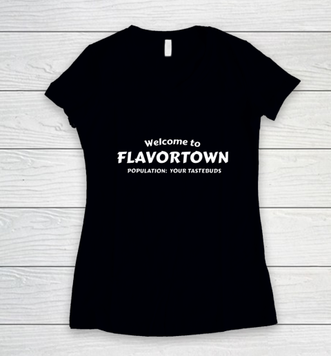 Flavortown Population American Food Gift Taste Buds Women's V-Neck T-Shirt