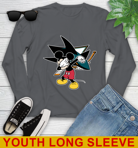San Jose Sharks NHL Hockey Dabbing Mickey Disney Sports Youth Long Sleeve 9