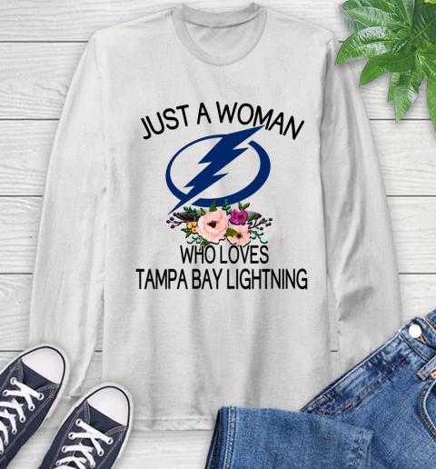 NHL Just A Woman Who Loves Tampa Bay Lightning Hockey Sports Long Sleeve T-Shirt