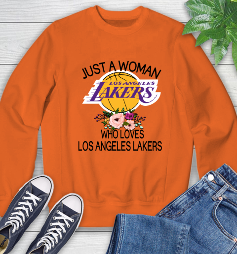 NBA Just A Woman Who Loves Los Angeles Lakers Basketball Sports Sweatshirt 3 NBA Just A Woman Who Loves Los Angeles Lakers Basketball Sports Sweatshirt - Image 3