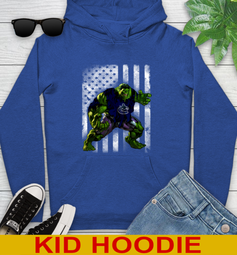 Vancouver Canucks Hulk Marvel Avengers NHL Hockey American Flag Youth Hoodie 11 Vancouver Canucks Hulk Marvel Avengers NHL Hockey American Flag Youth Hoodie - Image 11