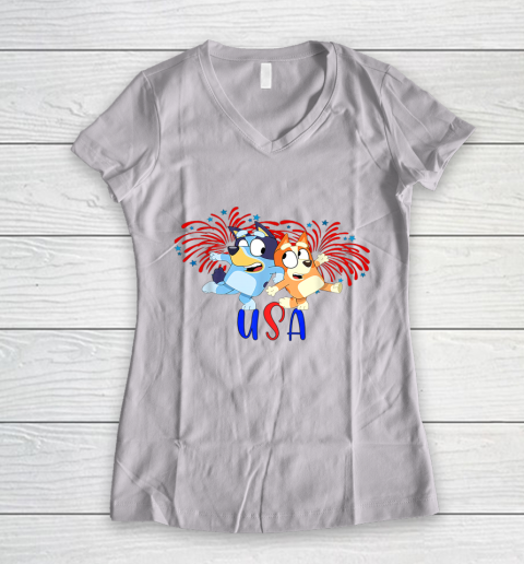 Blueys 4th of July Red White And Blue America Women's V-Neck T-Shirt