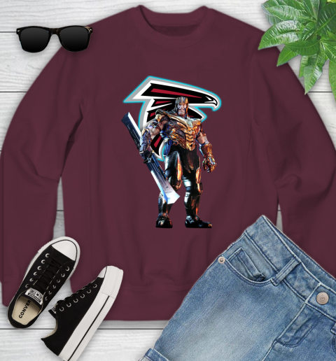 NFL Thanos Gauntlet Avengers Endgame Football Atlanta Falcons Youth Sweatshirt 5