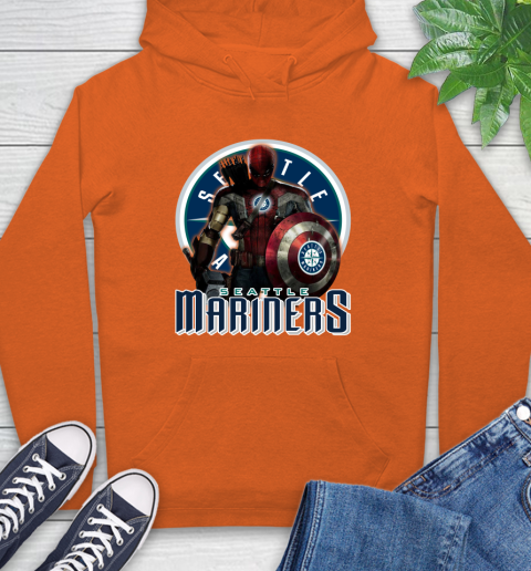 MLB Captain America Thor Spider Man Hawkeye Avengers Endgame Baseball Seattle Mariners Hoodie 5