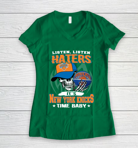 Listen Haters It is KNICKS Time Baby NBA Women's V-Neck T-Shirt 3