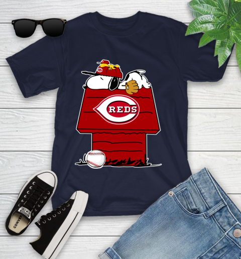 MLB Cincinnati Reds Snoopy Woodstock The Peanuts Movie Baseball T Shirt Youth T-Shirt 3