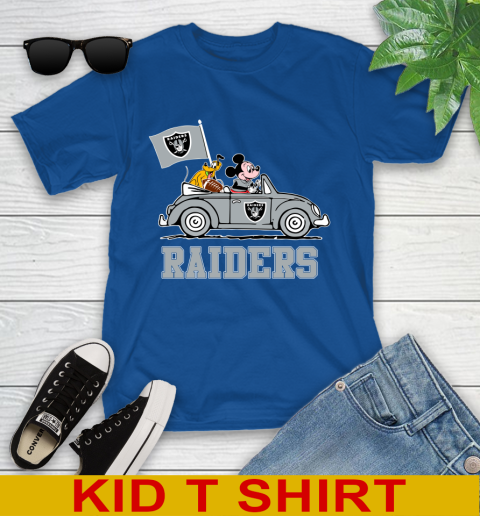 NFL Football Oakland Raiders Pluto Mickey Driving Disney Shirt Youth T-Shirt 9