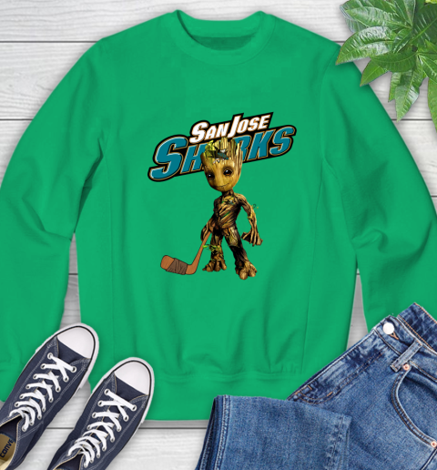 San Jose Sharks NHL Hockey Groot Marvel Guardians Of The Galaxy Sweatshirt 6