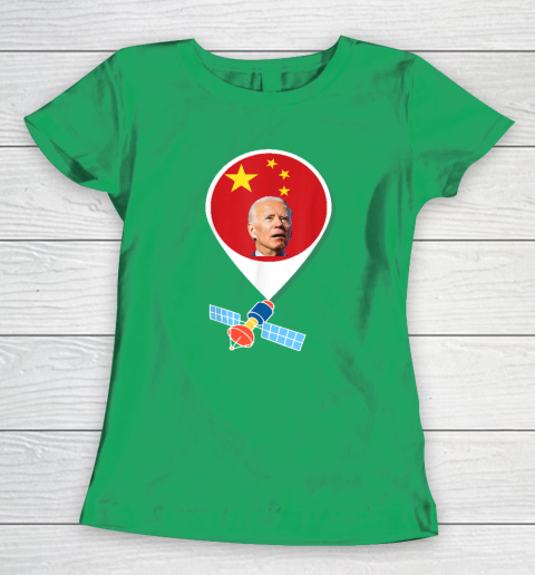 Chinese Spy Balloon Funny Surveillance Joe Biden China Flag Women's T-Shirt 4