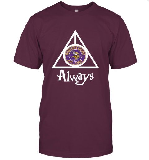 Always Love The Minnesota Vikings x Harry Potter Mashup NFL choj always love the minnesota vikings x harry potter m classic t shirt 2 front maroon