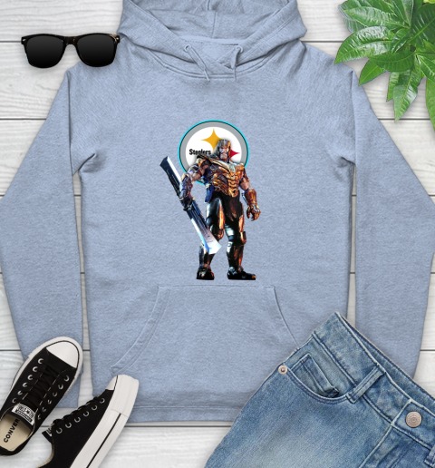 NFL Thanos Gauntlet Avengers Endgame Football Pittsburgh Steelers Youth Hoodie 10