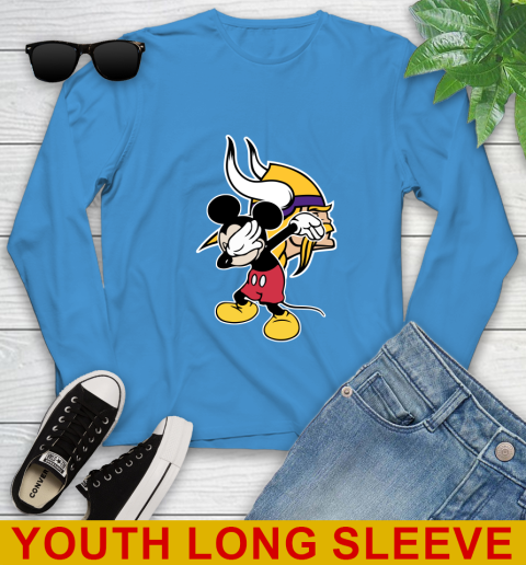 Minnesota Vikings NFL Football Dabbing Mickey Disney Sports Youth Long Sleeve - Image 9