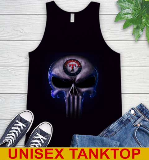 Texas Rangers MLB Baseball Punisher Skull Sports Tank Top