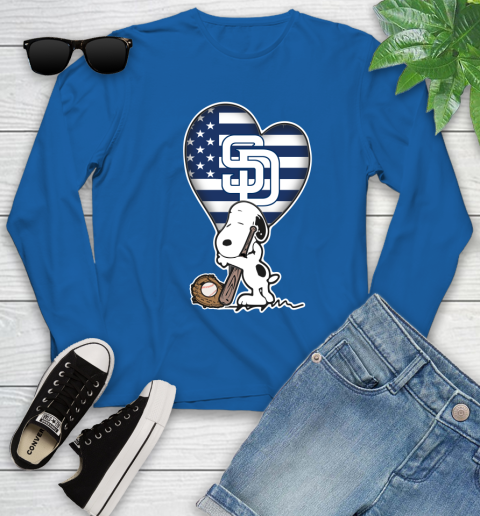 San Diego Padres MLB Baseball The Peanuts Movie Adorable Snoopy Youth Long Sleeve 9