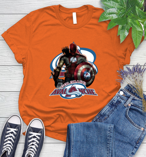 NHL Captain America Thor Spider Man Hawkeye Avengers Endgame Hockey Colorado Avalanche Women's T-Shirt 4
