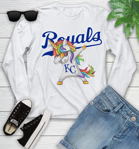 Kansas City Royals MLB Baseball Funny Unicorn Dabbing Sports Youth Long Sleeve