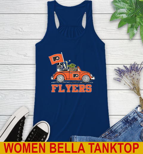 NHL Hockey Philadelphia Flyers Darth Vader Baby Yoda Driving Star Wars Shirt Racerback Tank 9