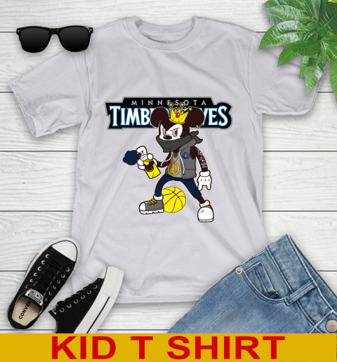 Minnesota Timberwolves NBA Basketball Mickey Peace Sign Sports Youth T-Shirt 5