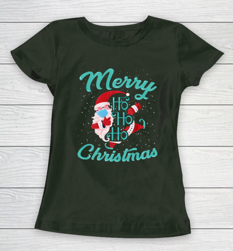 Merry Christmas Ho Ho Ho Santa Claus Wearing A Face Mask Women's T-Shirt 4