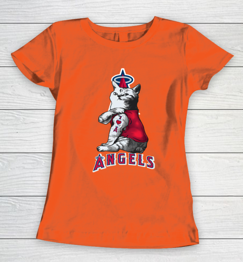 MLB Baseball My Cat Loves Los Angeles Angels Women's T-Shirt 3