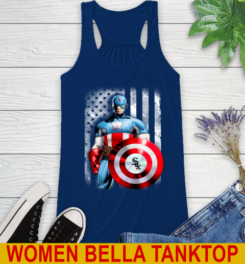 Chicago White Sox MLB Baseball Captain America Marvel Avengers American Flag Shirt Racerback Tank 7