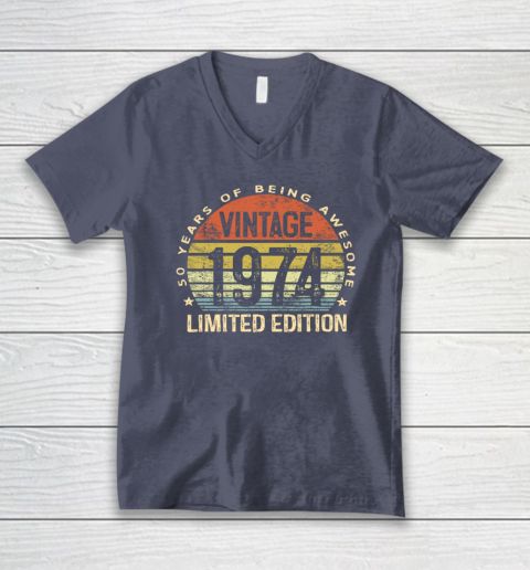 50 Year Old Gifts Vintage 1974 Limited Edition 50th Birthday V-Neck T-Shirt 6