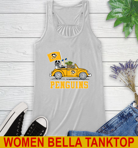 NHL Hockey Pittsburgh Penguins Darth Vader Baby Yoda Driving Star Wars Shirt Racerback Tank