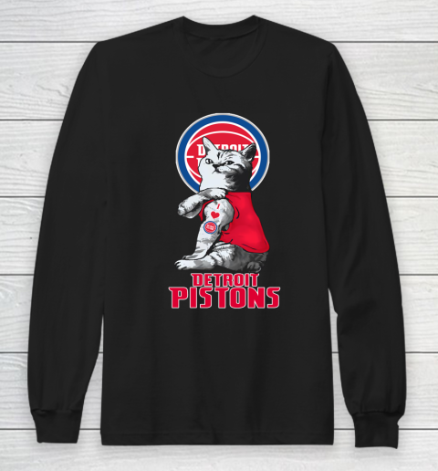 NBA Basketball My Cat Loves Detroit Pistons Long Sleeve T-Shirt NBA Basketball My Cat Loves Detroit Pistons Long Sleeve T-Shirt