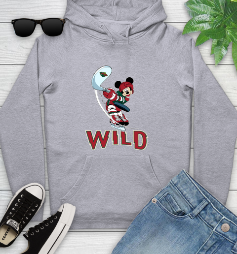 NHL Hockey Minnesota Wild Cheerful Mickey Mouse Shirt Youth Hoodie 6