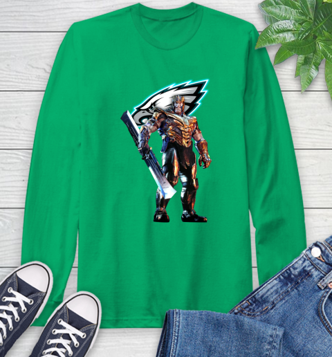 NFL Thanos Gauntlet Avengers Endgame Football Philadelphia Eagles Long Sleeve T-Shirt 7